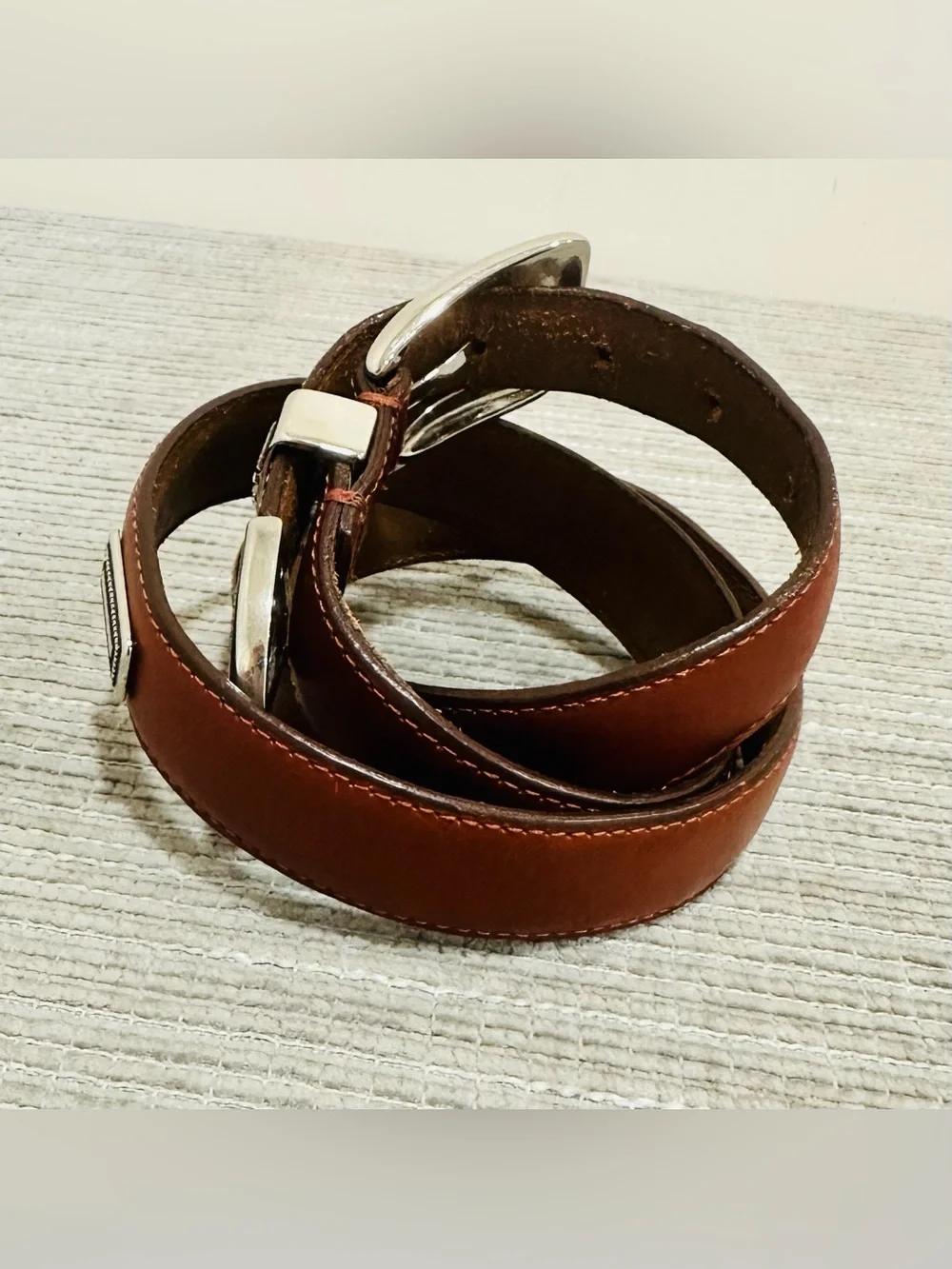 Alexander Julian Brown Leather Tapered Western Belt Silver Buckle 6408500 Sz 36